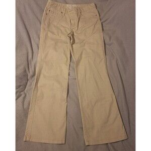 Tommy Hilfiger Stretch-Wmn 10 Beige Chino Khaki Bootcut Flare Pocket Flp *spots*
